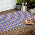 Checkered Multicolor Pattern XXI Colorful Spring Outdoor Rug Gallery Image 2