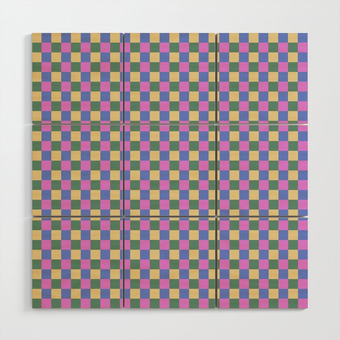 Checkered Multicolor Pattern XXI Colorful Spring Wood Wall Art Gallery Image 1