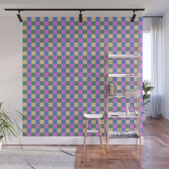Checkered Multicolor Pattern XXI Colorful Spring Wall Mural Gallery Image 1