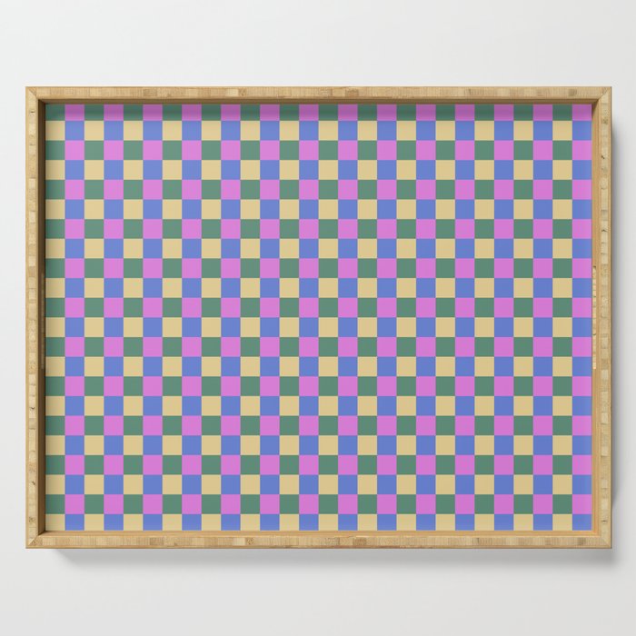Checkered Multicolor Pattern XXI Colorful Spring Serving Tray Gallery Image 1