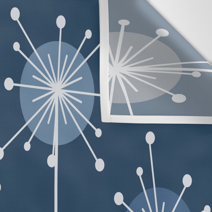 Sputnik Starburst Flowers Navy Blue Wall Tapestry Gallery Image 3