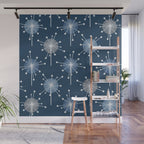 Sputnik Starburst Flowers Navy Blue Wall Mural Gallery Image 1