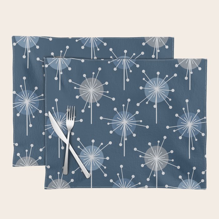 Sputnik Starburst Flowers Navy Blue Placemat Gallery Image 1
