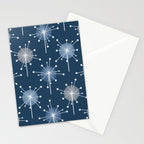 Sputnik Starburst Flowers Navy Blue Stationery Card Gallery Image 2