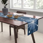 Sputnik Starburst Flowers Navy Blue Table Runner Gallery Image 2