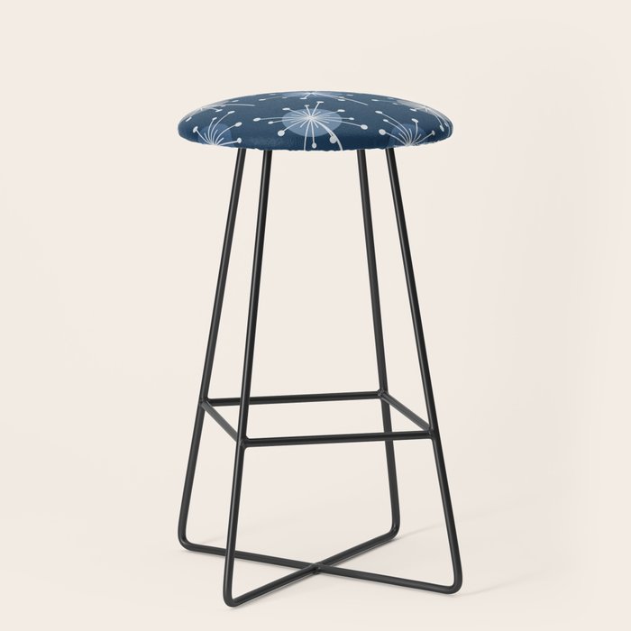 Sputnik Starburst Flowers Navy Blue Stool Gallery Image 1