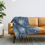 Sputnik Starburst Flowers Navy Blue Throw Blanket Gallery Image 1