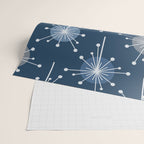 Sputnik Starburst Flowers Navy Blue Wrapping Paper Gallery Image 2
