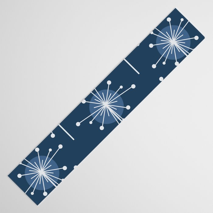 Sputnik Starburst Flowers Navy Blue Table Runner Gallery Image 3