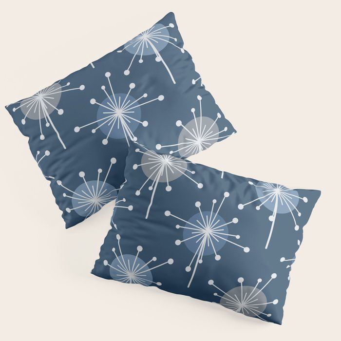 Sputnik Starburst Flowers Navy Blue Pillow Sham Gallery Image 1