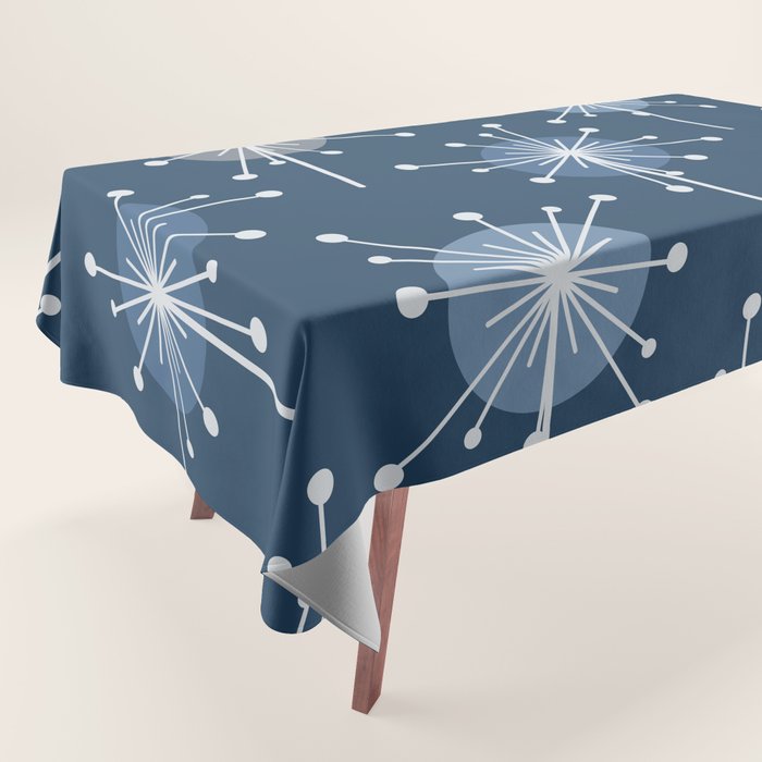 Sputnik Starburst Flowers Navy Blue Tablecloth Gallery Image 1