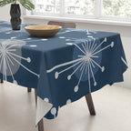 Sputnik Starburst Flowers Navy Blue Tablecloth Gallery Image 3