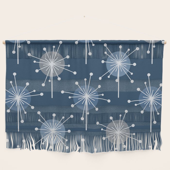 Sputnik Starburst Flowers Navy Blue Wall Hanging Gallery Image 1