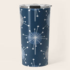 Sputnik Starburst Flowers Navy Blue Travel Mug Gallery Image 1