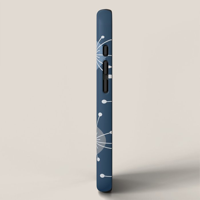 Sputnik Starburst Flowers Navy Blue iPhone Case Gallery Image 2