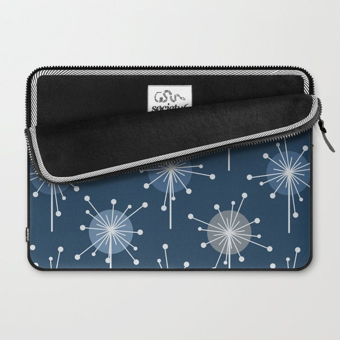 Sputnik Starburst Flowers Navy Blue Laptop Sleeve Gallery Image 2