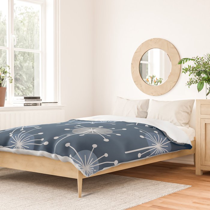 Sputnik Starburst Flowers Navy Blue Duvet Cover Gallery Image 2