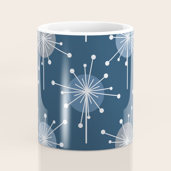 Sputnik Starburst Flowers Navy Blue Coffee Mug Gallery Image 4