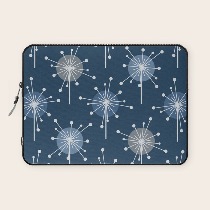 Sputnik Starburst Flowers Navy Blue Laptop Sleeve Gallery Image 1