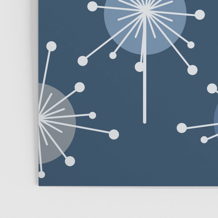 Sputnik Starburst Flowers Navy Blue Poster Gallery Image 3
