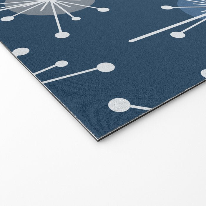 Sputnik Starburst Flowers Navy Blue Welcome Mat Gallery Image 2