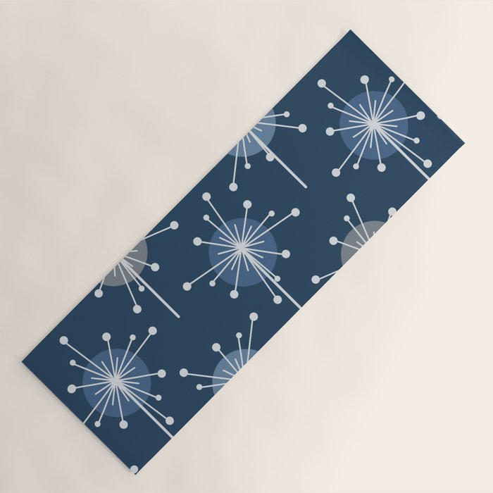 Sputnik Starburst Flowers Navy Blue Yoga Mat Gallery Image 1