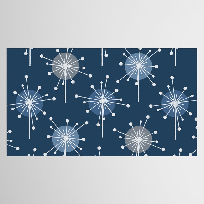 Sputnik Starburst Flowers Navy Blue Tablecloth Gallery Image 2