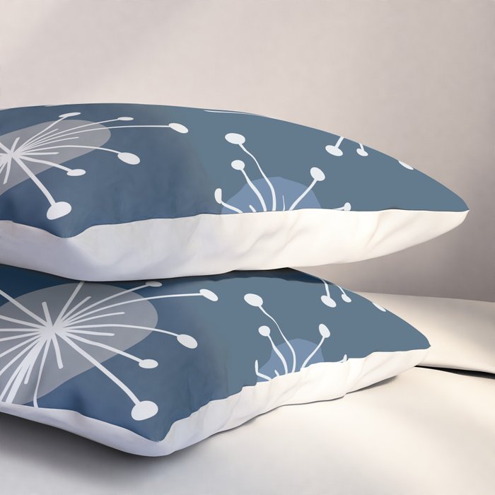 Sputnik Starburst Flowers Navy Blue Pillow Sham Gallery Image 3