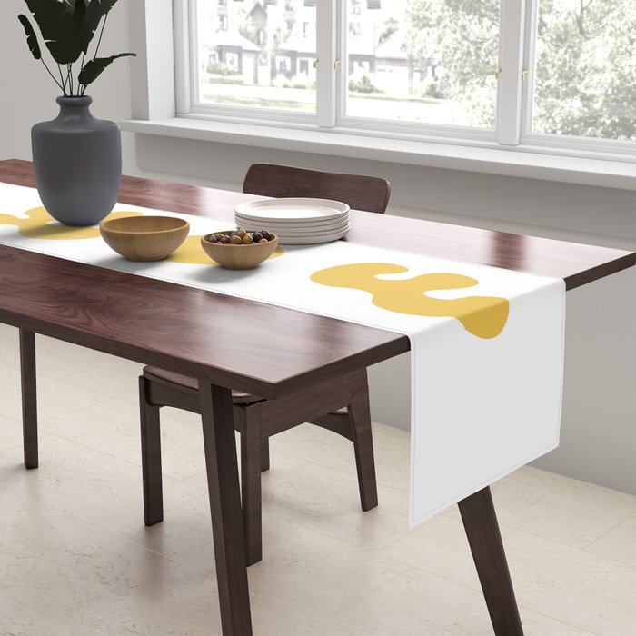 Mid Century Modern Abstract Organic Shapes 337 Yellow Table Runner Gallery Image 2
