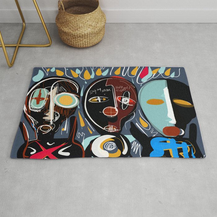 Say my name street art brut painting Rug Gallery Image 1