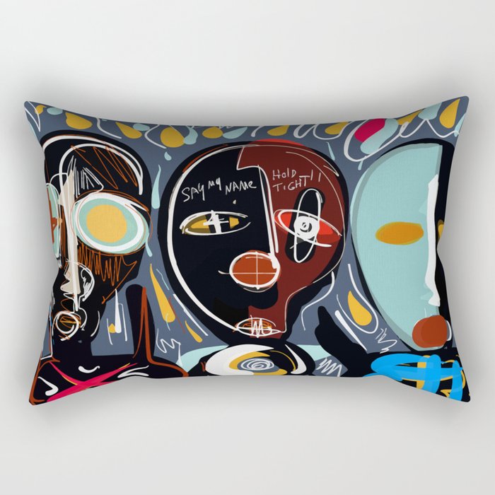 Say my name street art brut painting Rectangular Pillow Gallery Image 1