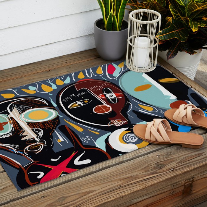 Say my name street art brut painting Outdoor Rug Gallery Image 2