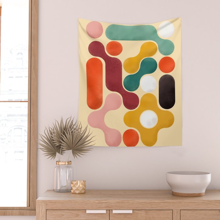 Color pops - mid century style  Wall Tapestry Gallery Image 2