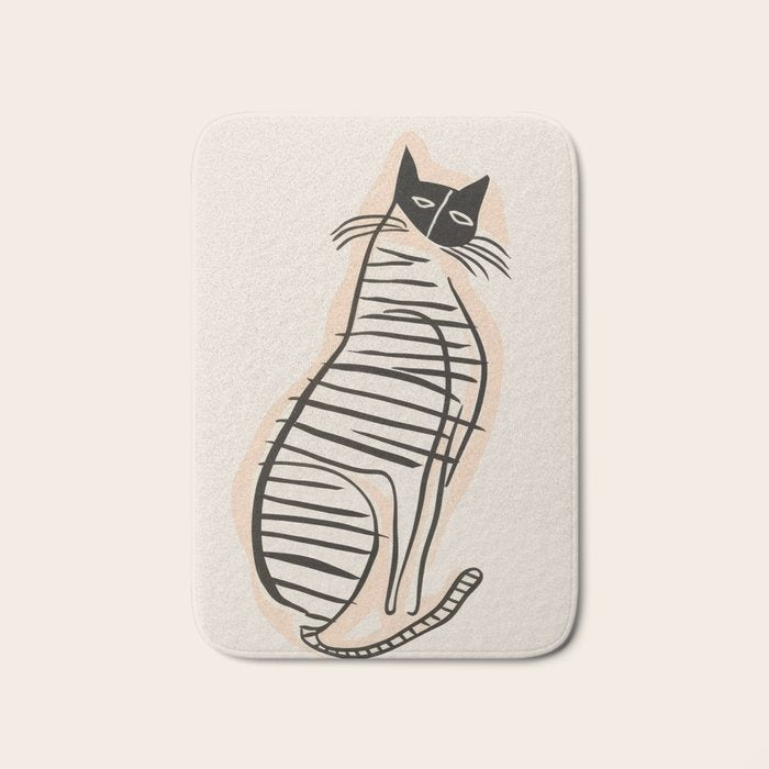 Abstract Cat in Lines Bath Mat Gallery Image 1