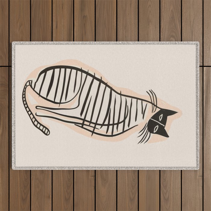 Abstract Cat in Lines Outdoor Rug Gallery Image 1