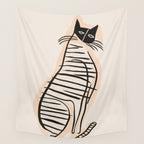 Abstract Cat in Lines Wall Tapestry Gallery Image 4