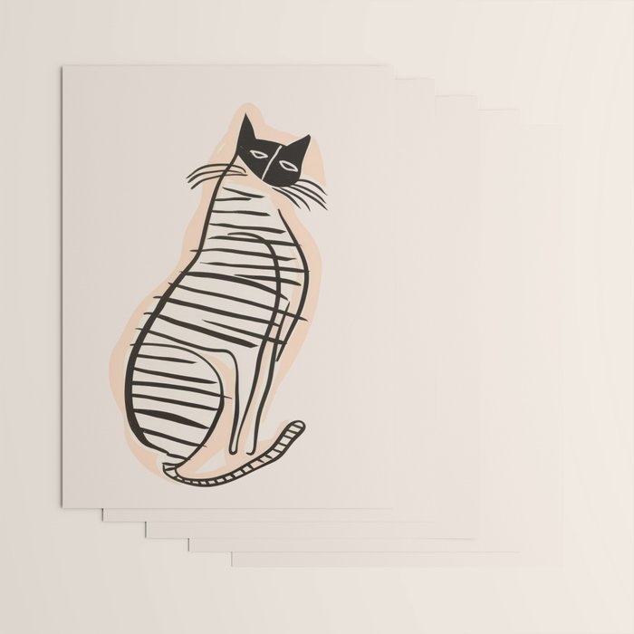 Abstract Cat in Lines Wrapping Paper Gallery Image 3