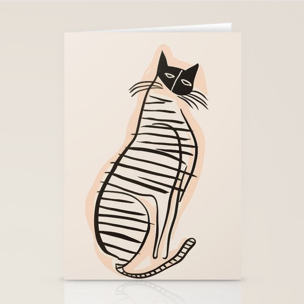 Abstract Cat in Lines Stationery Card Gallery Image 2
