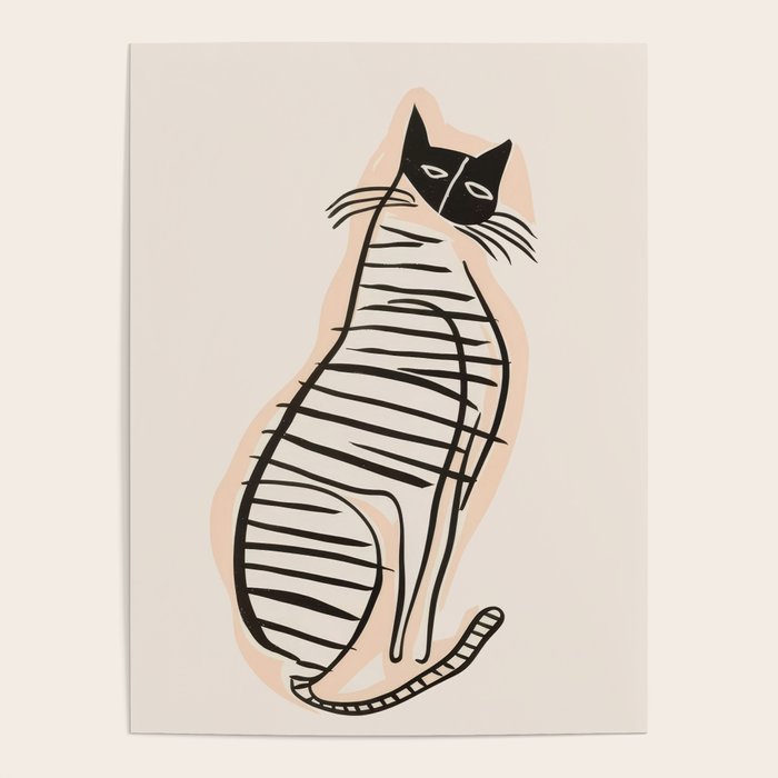 Abstract Cat in Lines Poster Gallery Image 4