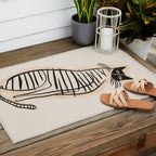 Abstract Cat in Lines Outdoor Rug Gallery Image 2