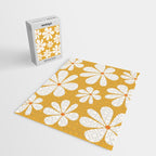 Retro Daisy Pattern - Golden Yellow Jigsaw Puzzle Gallery Image 2
