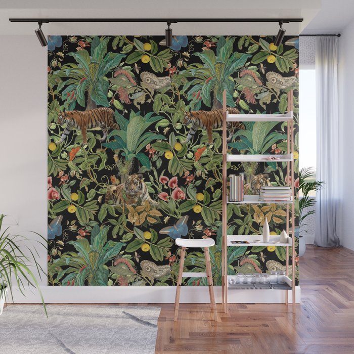 TIGER IN THE DARK JUNGLE Wall Mural Gallery Image 1