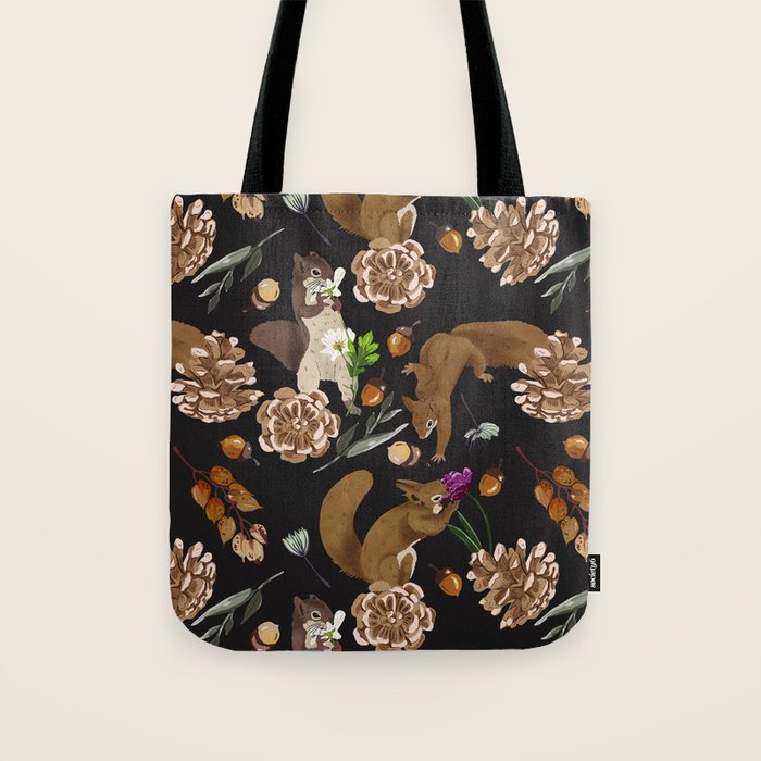 Squirrel flowering dark meadow Tote Bag Gallery Image 1