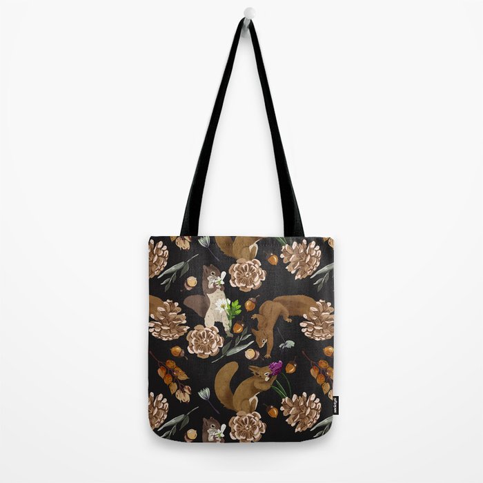Squirrel flowering dark meadow Tote Bag Gallery Image 2