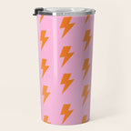 Orange Lightning on Pink Travel Mug Gallery Image 3