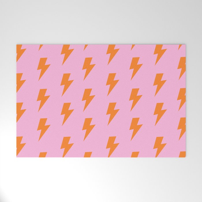 Orange Lightning on Pink Welcome Mat Gallery Image 1