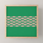 Fish Stripe Minimal Mid Century Modern Green and Pink Mini Art Print Gallery Image 1