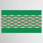 Fish Stripe Minimal Mid Century Modern Green and Pink Tablecloth Gallery Image 2