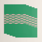 Fish Stripe Minimal Mid Century Modern Green and Pink Wrapping Paper Gallery Image 3