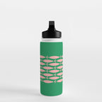 Fish Stripe Minimal Mid Century Modern Green and Pink Water Bottle Gallery Image 3